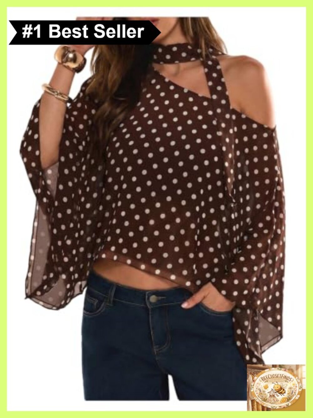 Sheer Chiffon Polka Dot Poncho Crop Top Off Shoulder Batwing Sleeve